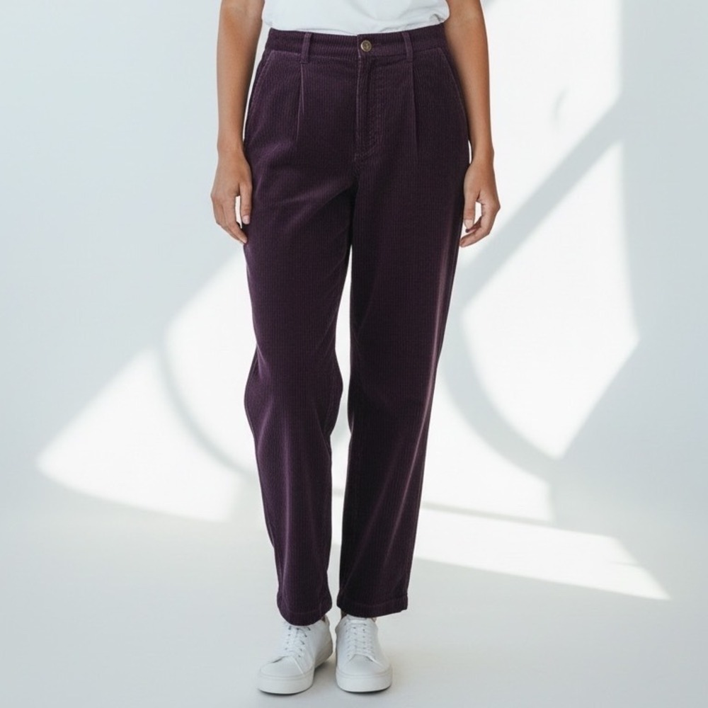 Talbots Petites Vintage Purple Corduroy Pleated Front Pants Women's Size 6